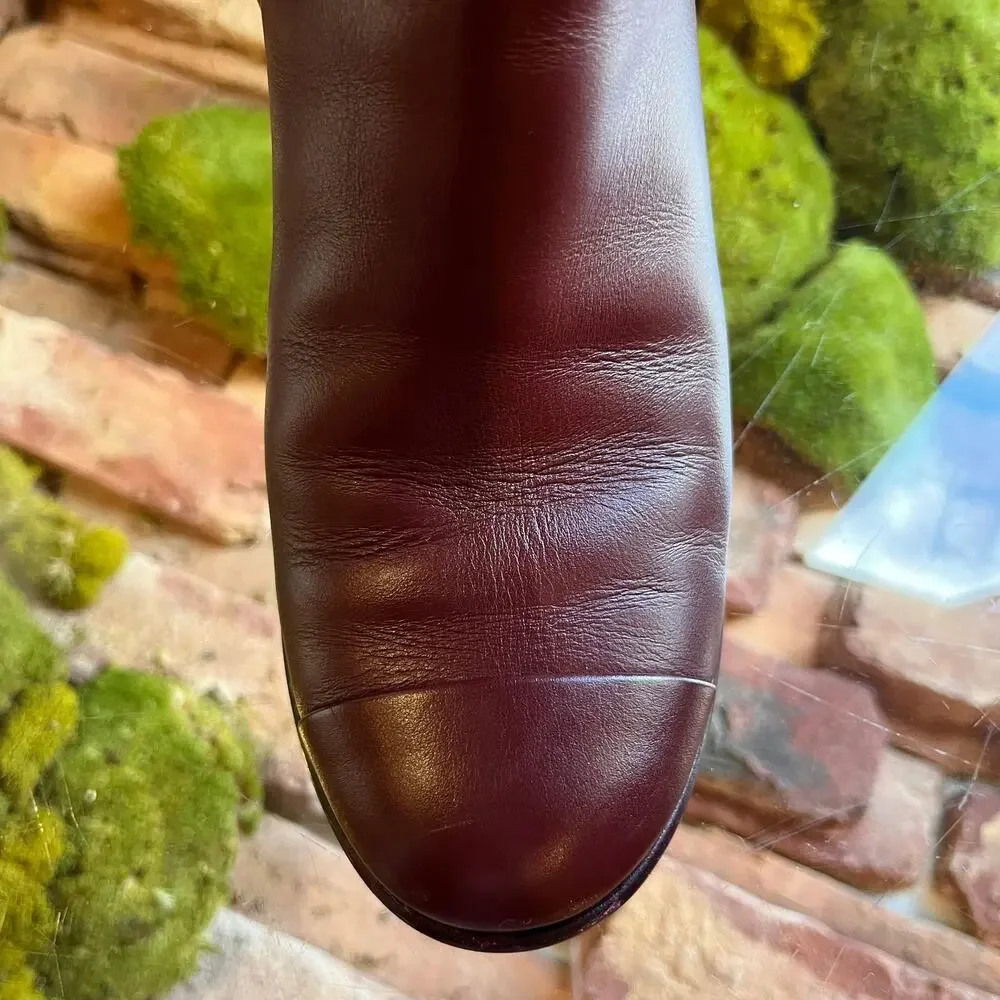 CHANEL CC Burgundy Leather Booties SZ 36.5 (US 6.5)